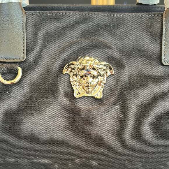 ❌SOLD!❌. Versace Black Satchel with Embossed Logo and Medusa Emblem - Picture 2 of 11